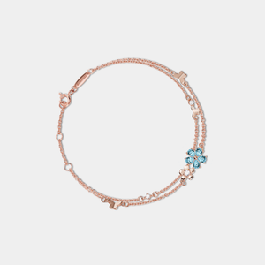 Blue Flower Butterfly Double Chain Bracelet