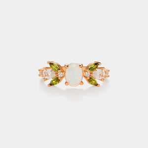Oval Opal Cabochon Olive Leaf Stacking Ring