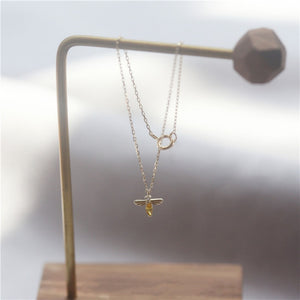 Dainty Yellow Bumble Bee Pendant Necklace