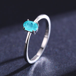 Minimalist Oval Solitaire Gemstone Band Ring