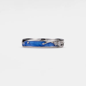 Starry Night Blue Enamel Couple Matching Ring