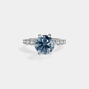 Six-Prong Color Moissanite Pave Engagement Ring