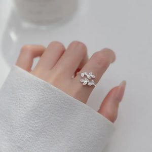 Olive Leaf Branch Bypass Stacking Ring