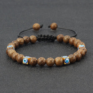 Evil Eye Ceramic Malachite Rope Bracelet