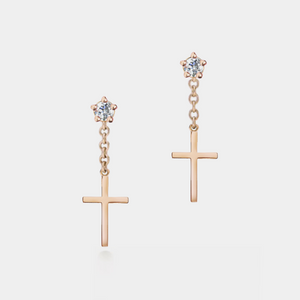 Dainty Small Cross Dangle Drop Earrings