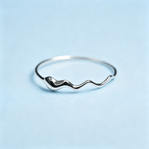 Minimalist Wavy Ripple Stack Thin Band Ring