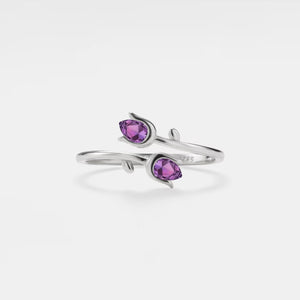 Purple Amethyst Tulip Flower Stacking Ring