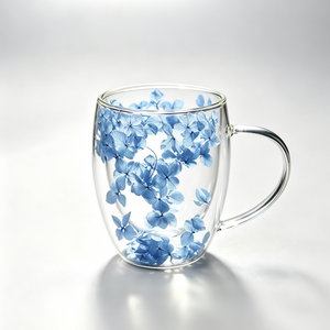 Double Wall Flower Glass Coffee Cup