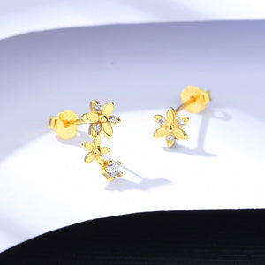 Mismatch Floral Climber Crawler Stud Earrings