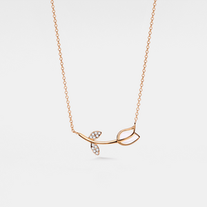 Opal Tulip Flower Charm Pendant Necklace