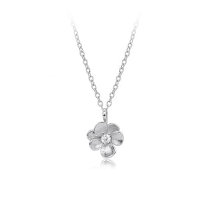 Sparkling CZ Textured Floral Charm Necklace
