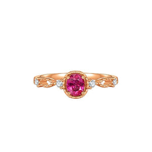 Dainty Magenta CZ Beaded Filigree Band Ring