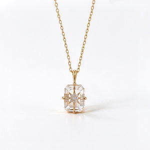 Dainty Crystal Starburst Pave Charm Necklace