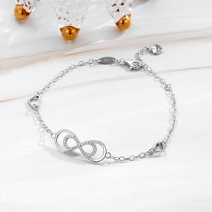 Layered Infinity Heart Pave CZ Charm Bracelet