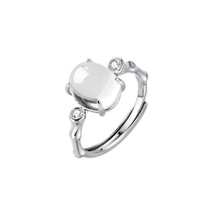 Bamboo Joint Clear Stone Stacking Open Ring