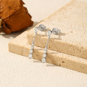 Graduated Moissanite Chain Drop Stud Earrings