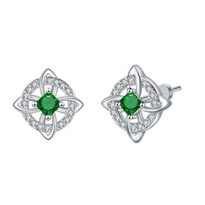 Celtic Knot Birthstone Geometric Stud Earrings