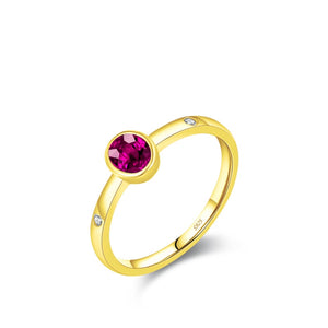 Dainty Ruby Red Oval CZ Stackable Band Ring