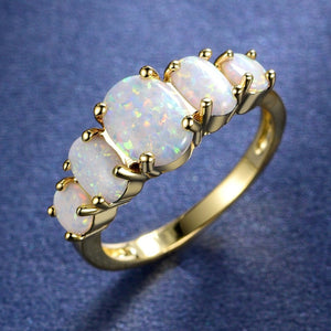 Classic Graduated Five-Stone Opal Band Ring
