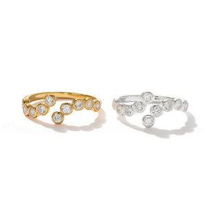 Minimalist Bezel Set CZ Adjustable Open Ring