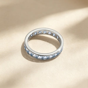 Light Blue Princess Crystal Eternity Band Ring
