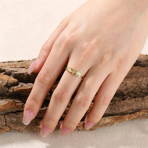 Tiny Sparkling CZ Textured Feather Band Ring