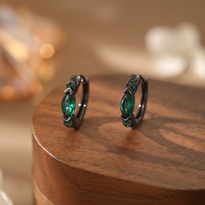Geometric Marquise CZ Huggie Hoop Earrings