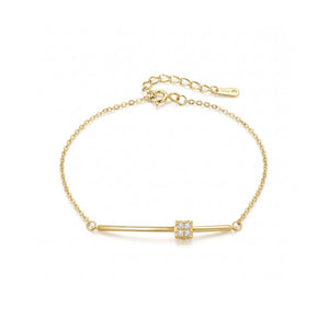 Cube CZ Horizontal Bar Charm Chain Bracelet