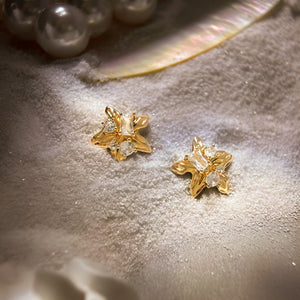 Sparkling CZ Starfish Beach Stud Earrings