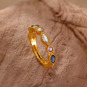 Colorful Multi Shape CZ Stackable Open Ring