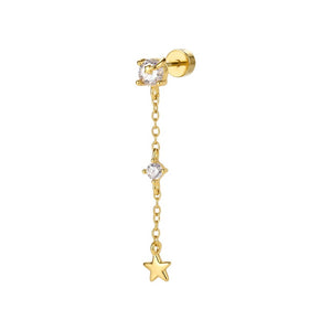 Dainty Celestial Star Dangle Drop Stud Earrings