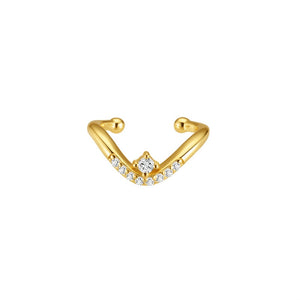 Dainty Crown V Shaped CZ Clip-On Earrings