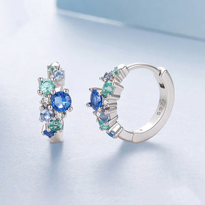 Gradient Ocean Cluster Huggie Hoop Earrings