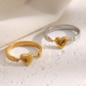 Classic Gold Heart Linked Stacking Band Ring