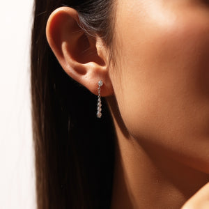Graduated Moissanite Chain Drop Stud Earrings