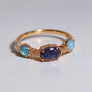 Dainty Mixed Color Gemstone Bezel Band Ring