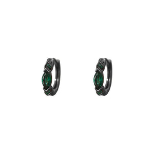 Geometric Marquise CZ Huggie Hoop Earrings