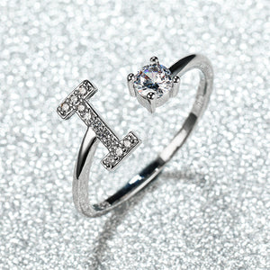 Initial Letter Adjustable Stacking Ring