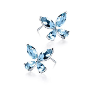 Whimsical Butterfly Aquamarine Stud Earrings