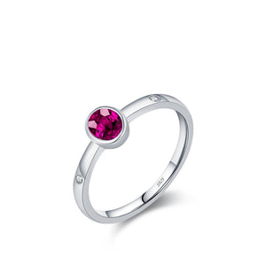Dainty Ruby Red Oval CZ Stackable Band Ring