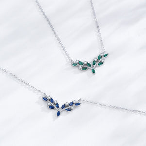 Chevron Olive Leaf Branch Pendant Necklace
