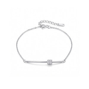 Cube CZ Horizontal Bar Charm Chain Bracelet