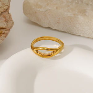Minimalist Gold Open Wave Cutout Band Ring