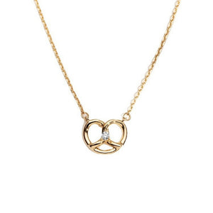 Pretzel Motif Crystal Accent Pendant Necklace