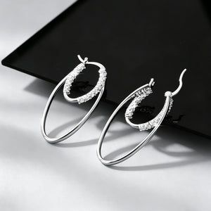Moissanite Double Layered Oval Hoop Earrings
