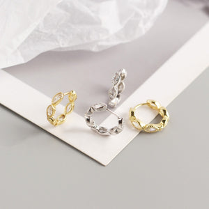 Geometric Marquise CZ Huggie Hoop Earrings