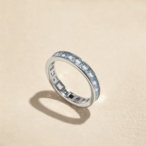 Light Blue Princess Crystal Eternity Band Ring