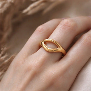 Minimalist Gold Open Wave Cutout Band Ring