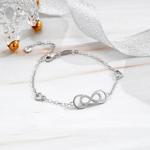 Layered Infinity Heart Pave CZ Charm Bracelet