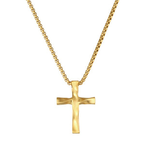 Vintage Brushed Twist Cross Charm Necklace